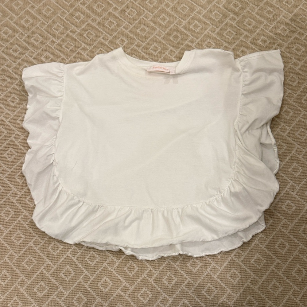 See By Chloe White Ruffled Short Sleeve Top